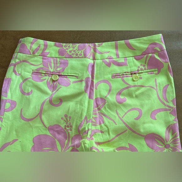 EUC - Trina Turk Yellow and Pink Floral Pants Size 2 - Picture 3 of 7